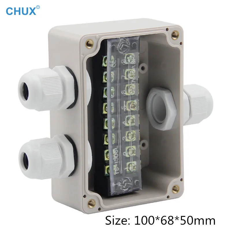 Waterproof Electrical Outdoor Junction Box with terminal TB-1508 100x68x50mm Sealed Switch Plastic Enclosure Case Electrical Box
Waterproof Electrical Outdoor Junction Box with terminal TB-1508 100x68x50mm Sealed Switch Plastic Enclosure Case Electrical Box