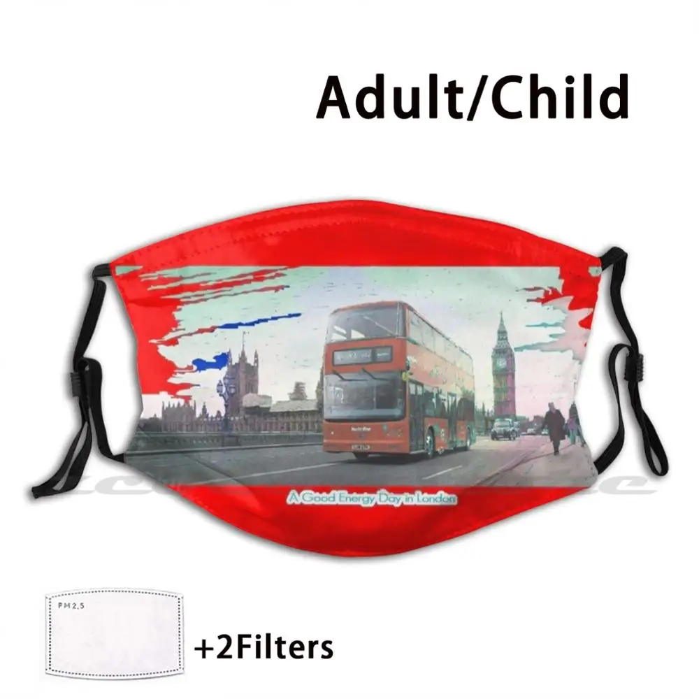 

A Good Energy Day In London-The Red Bus ( By Acci ) Mask DIY Washable Filter Pm2.5 Mouth Trending London Red Bus England Uk