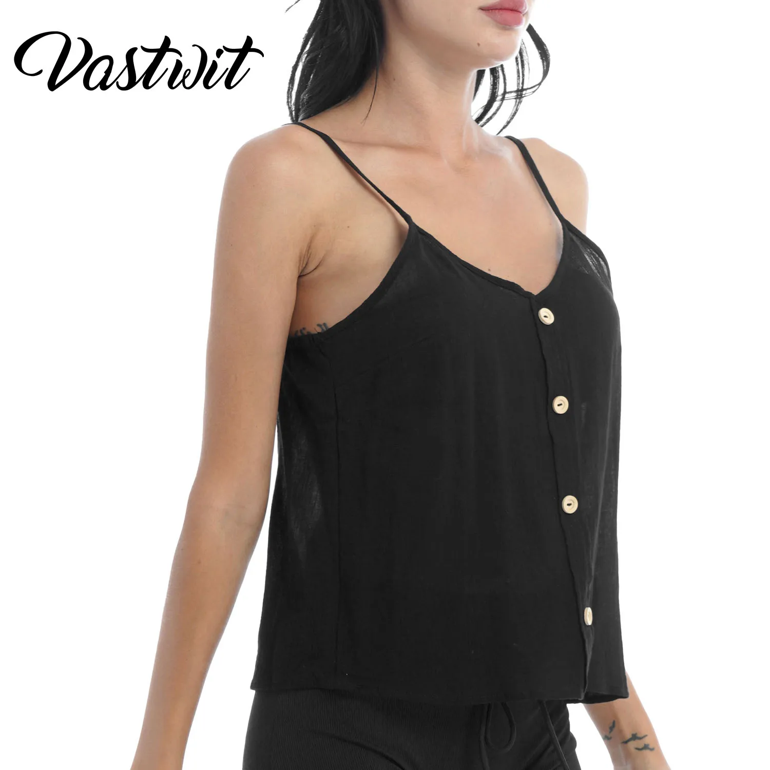 Women Summer Casual Loose Tanks Tops Spaghetti Strap Vest Backless Camisole Top Black White
Women Summer Casual Loose Tanks Tops Spaghetti Strap Vest Backless Camisole Top Black White