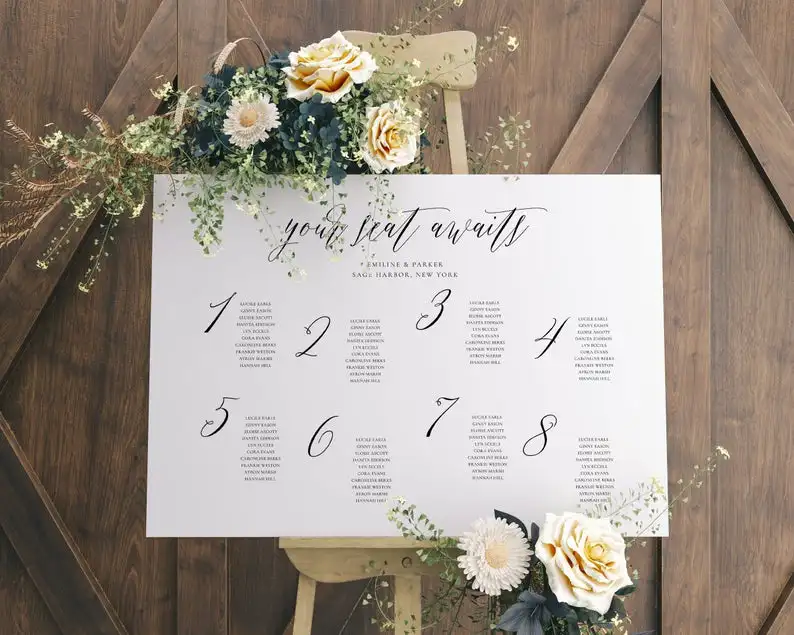 Wedding Seating Chart For 8 Tables Modern Wedding Seating Chart Wedding Seating Plan Guest Table Plan Seating Chart Seating
Wedding Seating Chart For 8 Tables Modern Wedding Seating Chart Wedding Seating Plan Guest Table Plan Seating Chart Seating