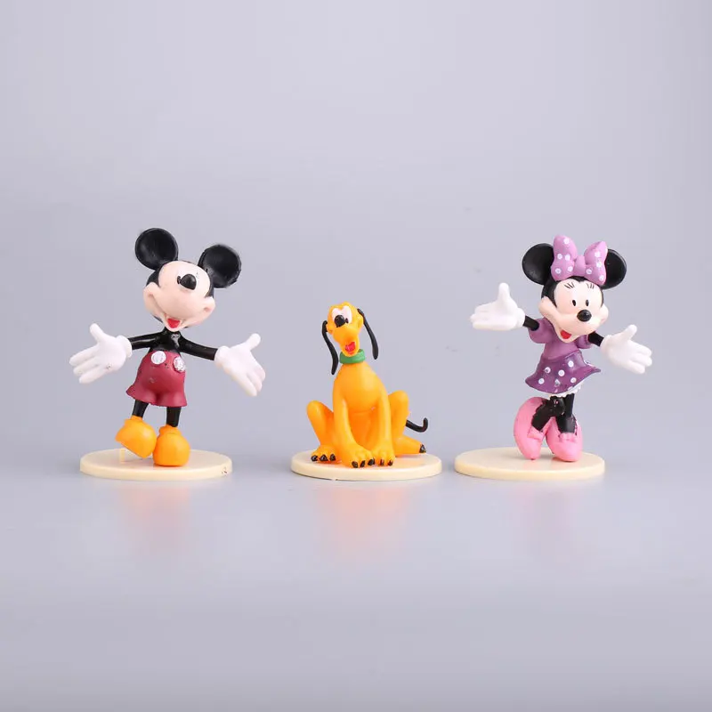Disney 6pcs 5-9cm Mickey Mouse Minnie Donald Duck Mini Cute Cartoon PVC Action Figures Model Toys Childrens Gifts Cake Toppers | Игрушки и