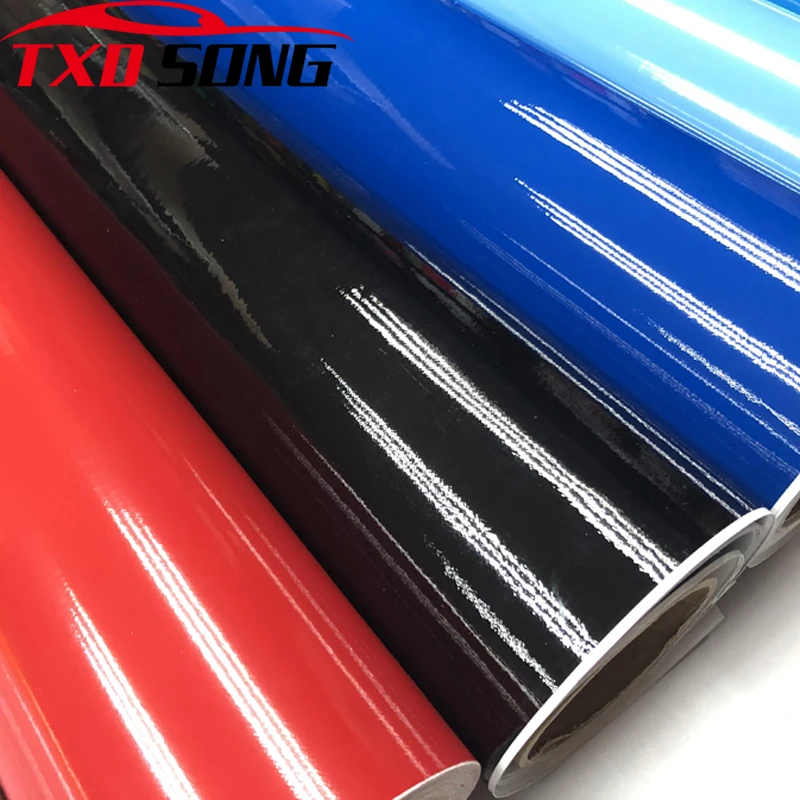 

30cm*1/2/3/4/5/6M Black White Glossy Vinyl Film Gloss Glossy Car Wrap Foil Sticker With Air Bubble Free Motorcycle Car Wrapping