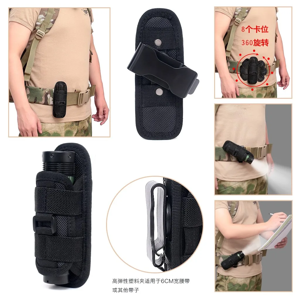 Outdoor 360 Degree Rotatable LED Flashlight Pouch Nylon Holder Waist Pouch Ammo Holder Outdoor Camping Equipment
Outdoor 360 Degree Rotatable LED Flashlight Pouch Nylon Holder Waist Pouch Ammo Holder Outdoor Camping Equipment