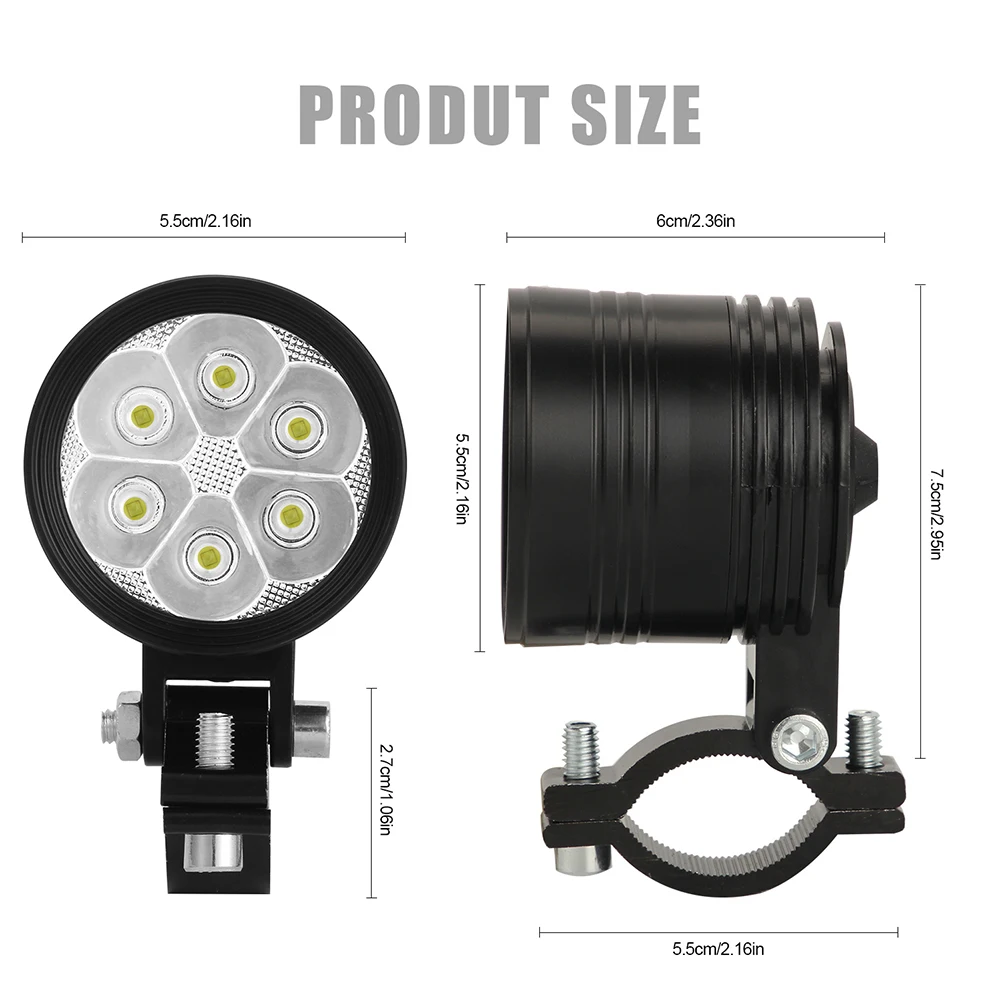 60W High Power Led Light Motorcycle Spotlight Front Headlight E-Bike 6-Leds Spot Fog Driving Lights 12V High Low Beam Strobe
60W High Power Led Light Motorcycle Spotlight Front Headlight E-Bike 6-Leds Spot Fog Driving Lights 12V High Low Beam Strobe