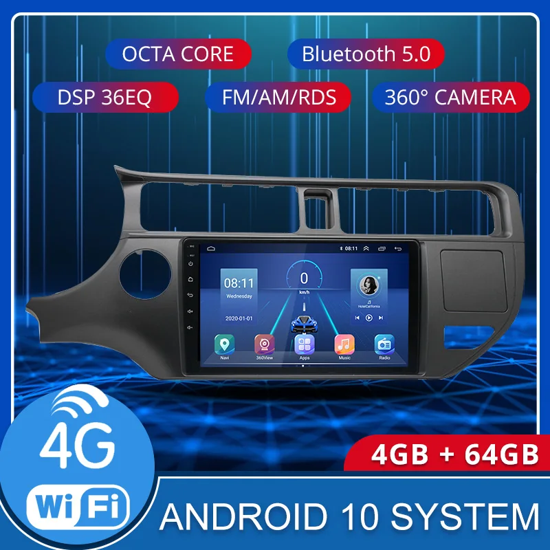 Фото Автомобильный мультимедийный плеер на Android 10 0 для KIA k3 Rio 2011 2012 2013 20 2014 2 Din