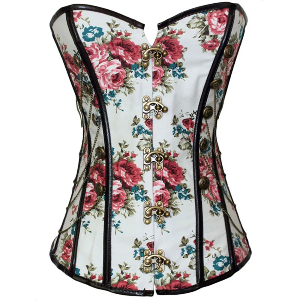 New Steampunk Womens Floral Overbust Chians Corset Waist Control Corset Woman Sexy Waist Cincher Gothic Corset Punk Corselets
New Steampunk Womens Floral Overbust Chians Corset Waist Control Corset Woman Sexy Waist Cincher Gothic Corset Punk Corselets