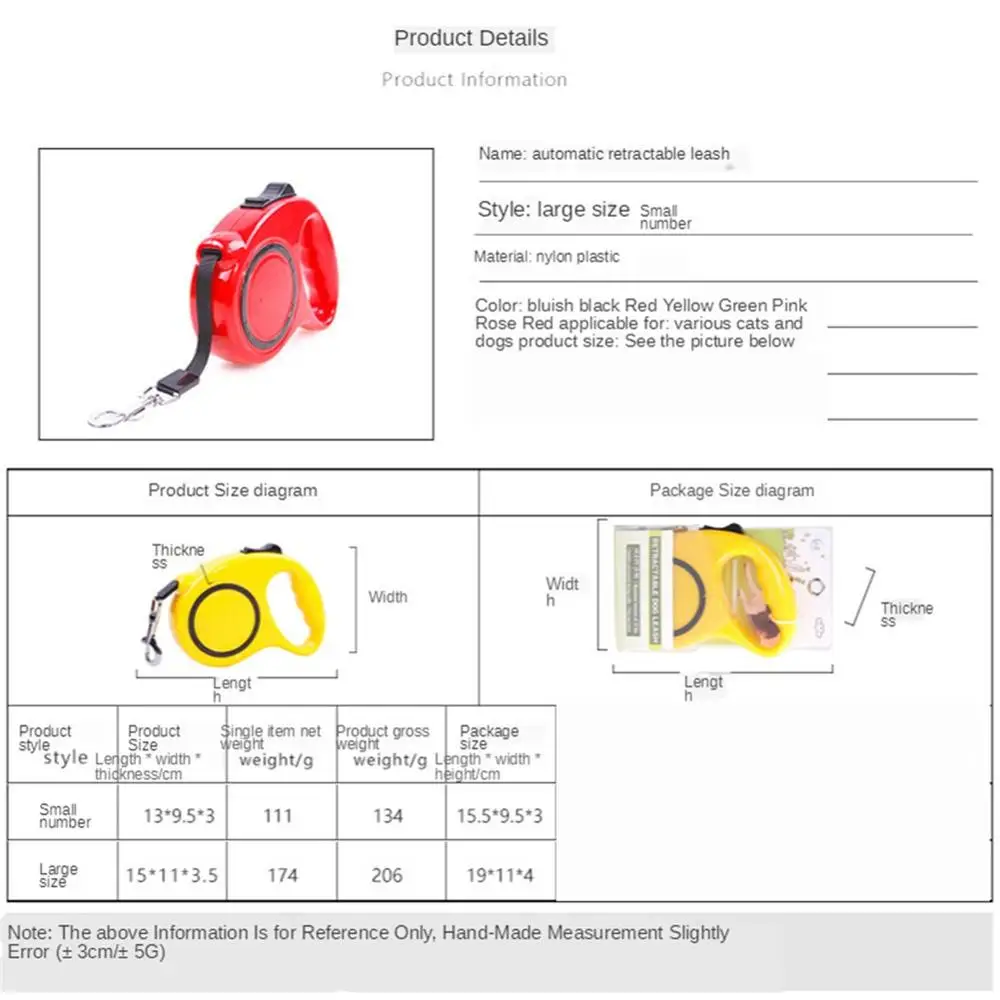 3M/5M Retractable Dog Leash Automatic Flexible Dog Puppy Cat Traction Rope Belt Dog Leash for Small Medium Dogs Pet Products
3M/5M Retractable Dog Leash Automatic Flexible Dog Puppy Cat Traction Rope Belt Dog Leash for Small Medium Dogs Pet Products