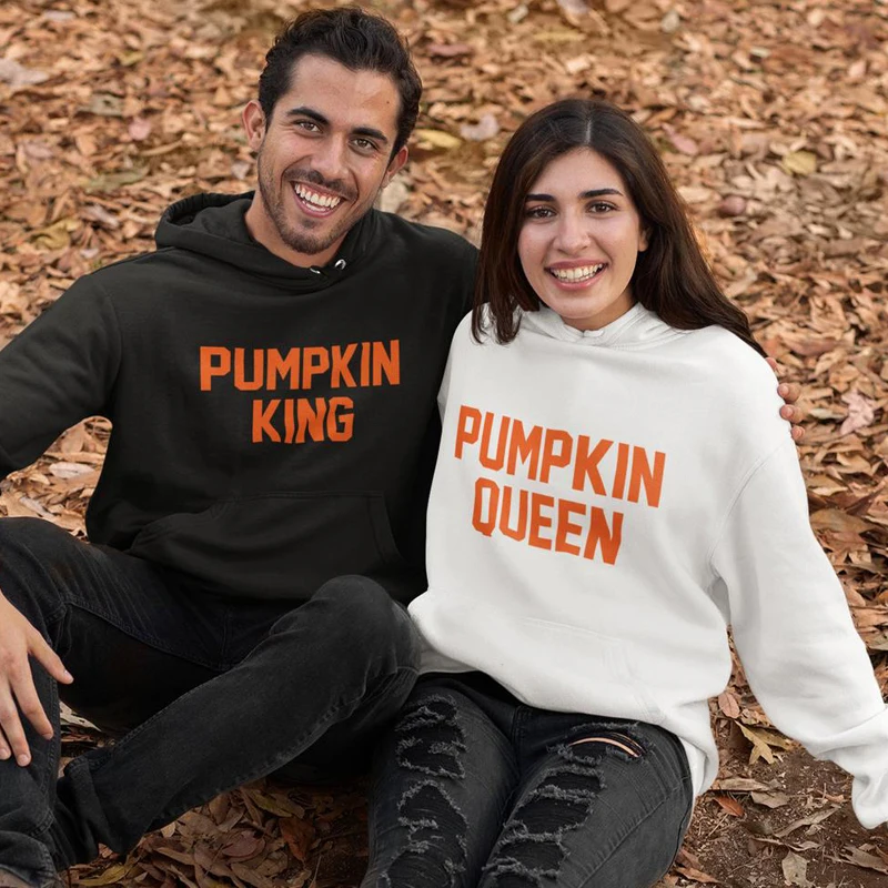 Pumpkin King And Pumpkin Queen Hoodie Funny Halloween Fall Hooded Sweatshirts Casual Unisex Long Sleeve Matching Couples Sweater
Pumpkin King And Pumpkin Queen Hoodie Funny Halloween Fall Hooded Sweatshirts Casual Unisex Long Sleeve Matching Couples Sweater