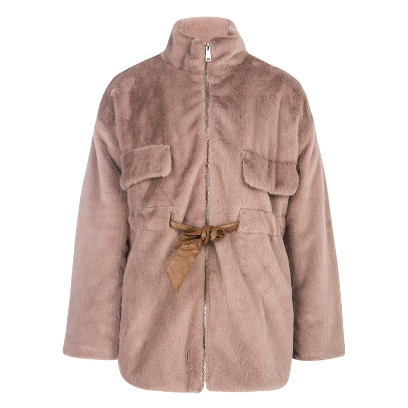 Autumn Winter New Fashion Stand Collar Faux Rabbit Fur Quilted Jacket Women Lace Up Zipper Temperament Loose Overcoat Y813
Autumn Winter New Fashion Stand Collar Faux Rabbit Fur Quilted Jacket Women Lace Up Zipper Temperament Loose Overcoat Y813