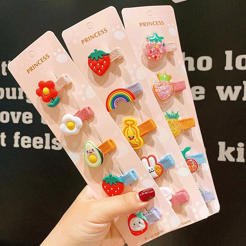 5pcs Cute cartoon children hair clip decoration baby fruit hair card girl does not hurt hair clip princess head jewelry
5pcs Cute cartoon children hair clip decoration baby fruit hair card girl does not hurt hair clip princess head jewelry