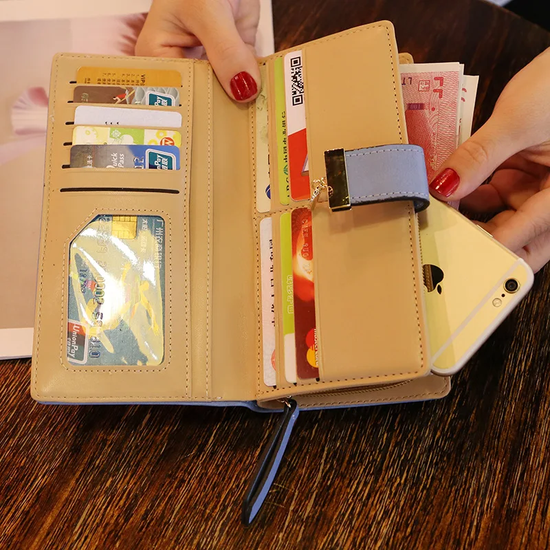 Женский кошелек из искусственной кожи Дамский удлиненный бумажник с золотыми