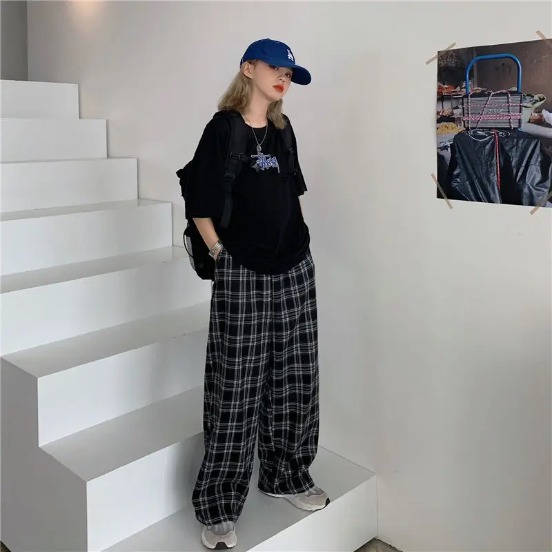 Pants Women New Fashion Plus Size 3XL Black Plaid Retro Harajuku Students Streetwear Full Length Wide Leg Trousers Womens Chic
Pants Women New Fashion Plus Size 3XL Black Plaid Retro Harajuku Students Streetwear Full Length Wide Leg Trousers Womens Chic