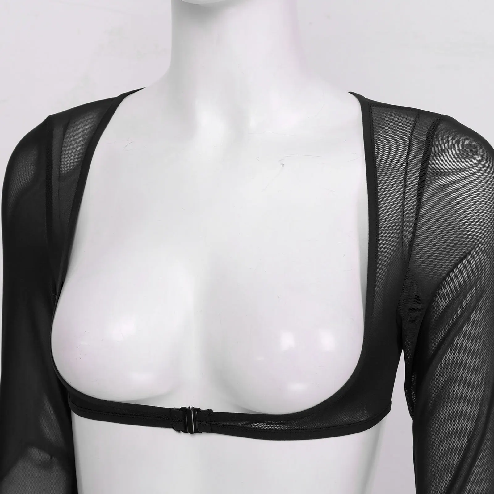 Для Женщин Прозрачное нижнее белье с открытой грудью и перчатки топы длинными
