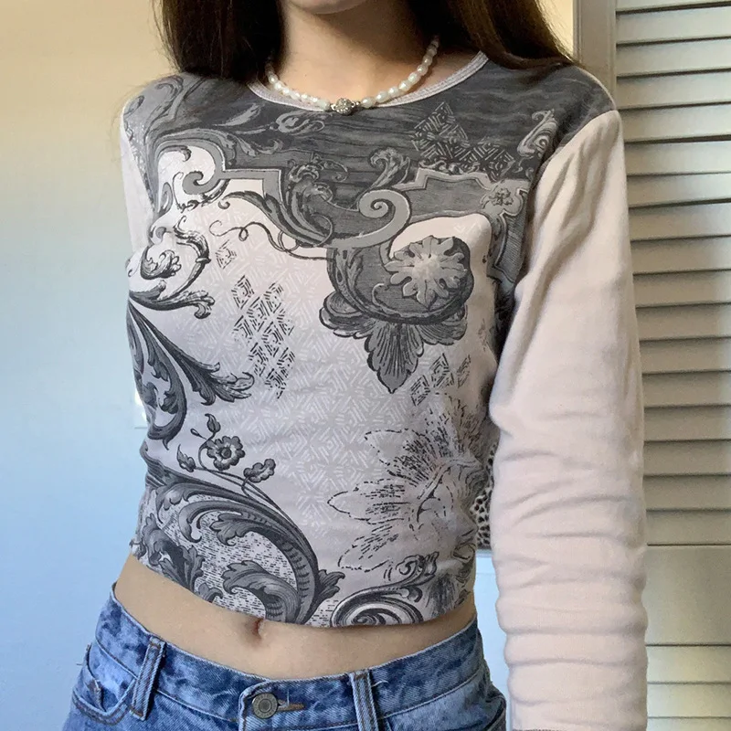 Print T-shirt 90s Vintage Harajuku Long Sleeve Crop Top Y2K Aesthetic Summer Slim Fit Tee Tops Streetwear 2021
Print T-shirt 90s Vintage Harajuku Long Sleeve Crop Top Y2K Aesthetic Summer Slim Fit Tee Tops Streetwear 2021