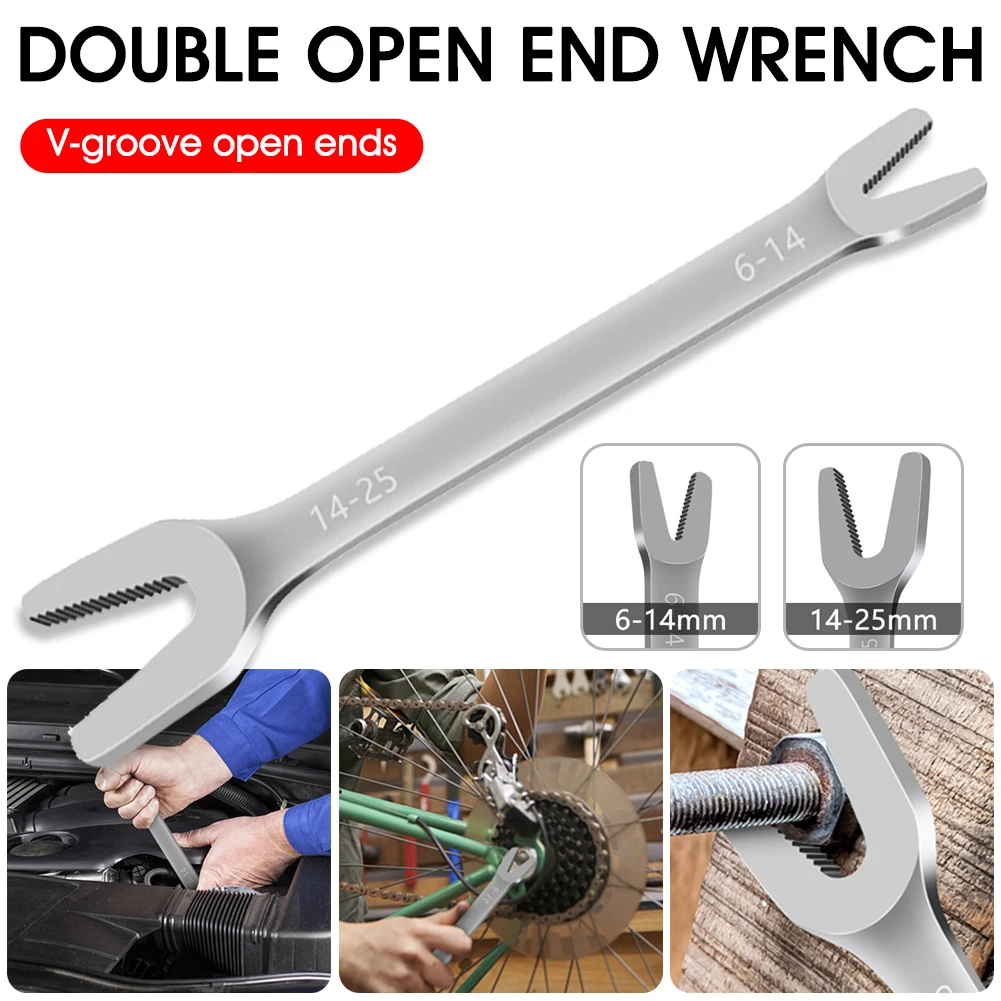 250mm Wrench Long Handle Double Open Ends Wrench Serrated V-Groove 6mm To 24mm CR-V Steel Wrench Nut Tools For Repair
250mm Wrench Long Handle Double Open Ends Wrench Serrated V-Groove 6mm To 24mm CR-V Steel Wrench Nut Tools For Repair