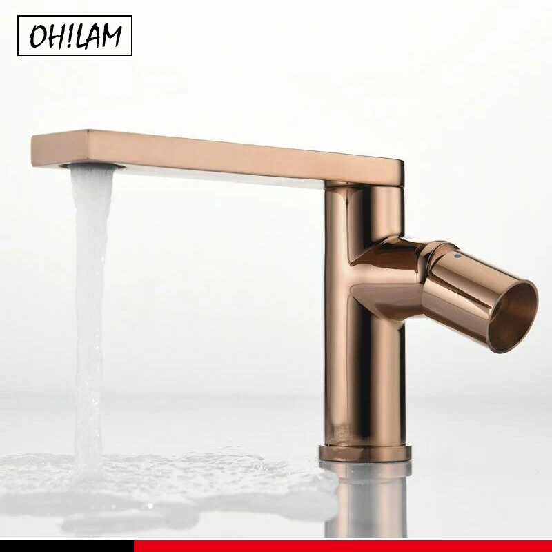 

New Art Bath Basin Faucet Brass Chrome Faucet Brush Nickel Rose Gold Black Sink Mixer Tap Vanity Hot Cold Water Bathroom Faucets