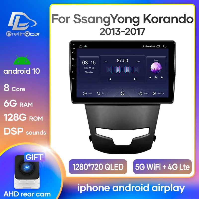 Prelingcar Android 10 0 для SsangYong Korando 3 Actyon 2 2013 2017 Автомагнитола мультимедийный видеоплеер