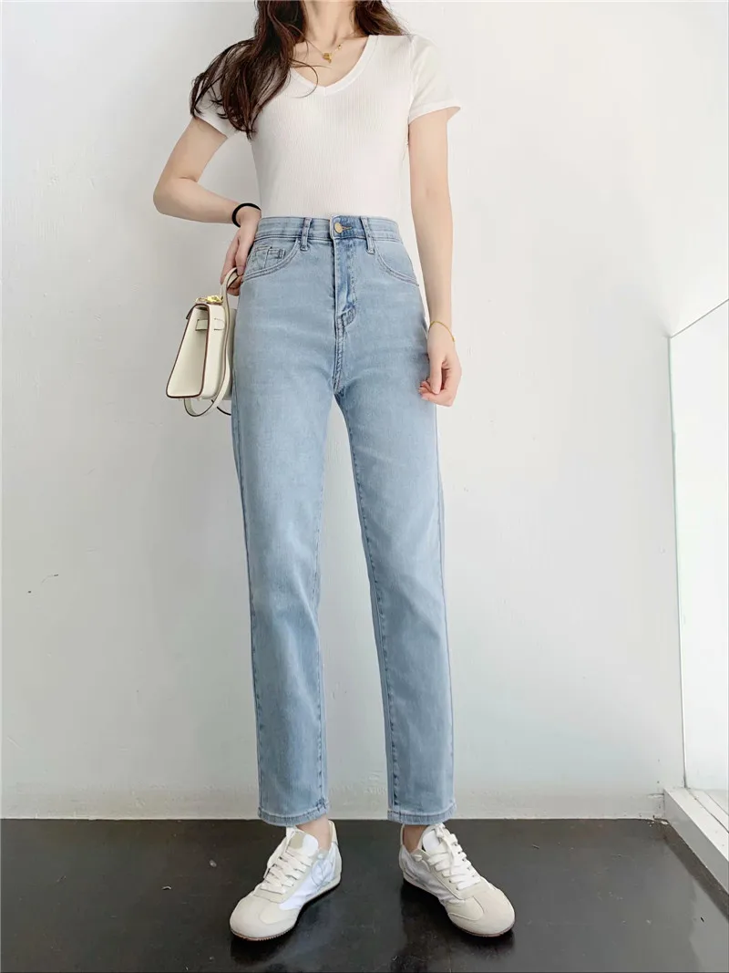 Summer new fashion casual elastic solid color high waist jeans women, wild slim thin straight casual nine points jeans women
Summer new fashion casual elastic solid color high waist jeans women, wild slim thin straight casual nine points jeans women