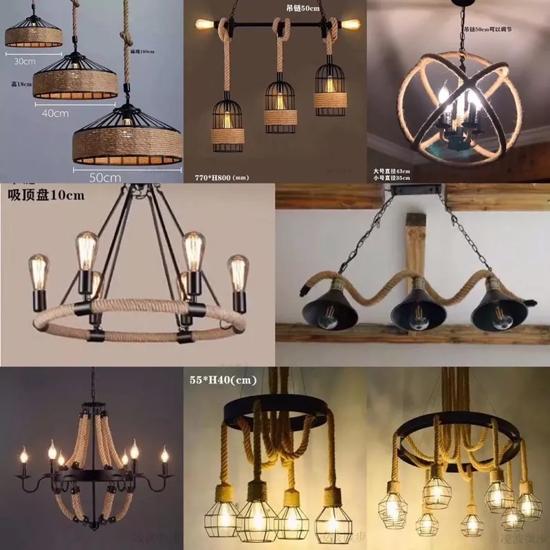 Hemp rope chandelier industrial wind bar restaurant clothing shop window American iron art nostalgic creative personalized lamps
Hemp rope chandelier industrial wind bar restaurant clothing shop window American iron art nostalgic creative personalized lamps