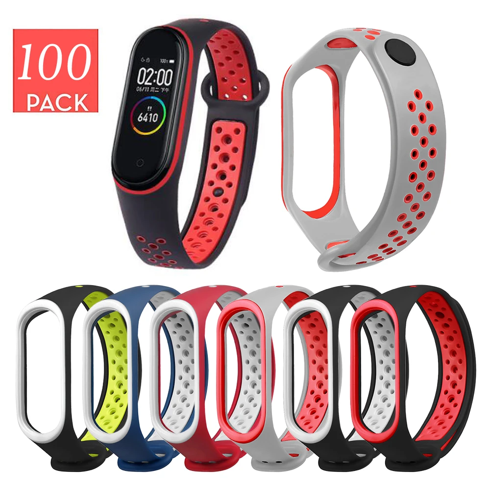 Ремешок на запястье для Mi Band 4 ремешок из дышащего силикона MiBand 3 Аксессуары