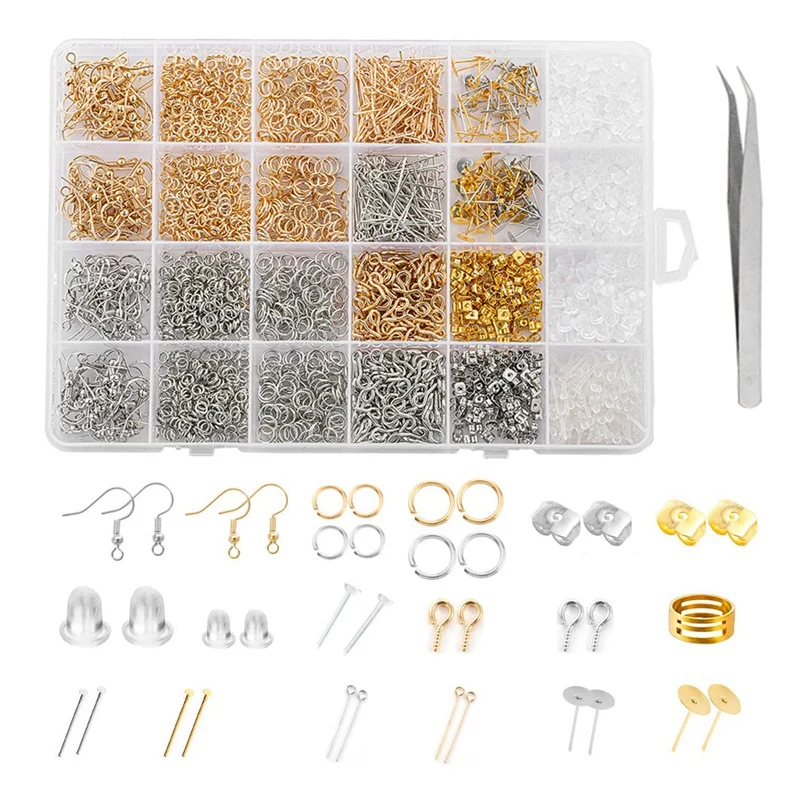 Earring Making Supplies, 2682PCS Jewelry Making Kit with Earring Hooks, Earring Backs, Eye Pin, Earring Post, Jump Rings
Earring Making Supplies, 2682PCS Jewelry Making Kit with Earring Hooks, Earring Backs, Eye Pin, Earring Post, Jump Rings
