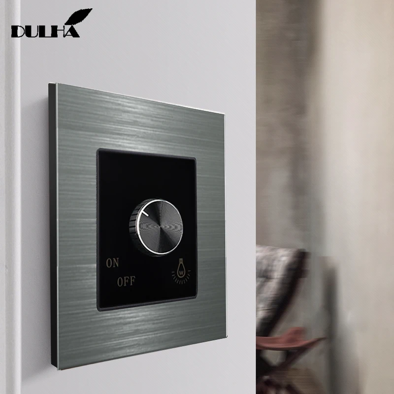 AC220V 10A LED Wall Light Dimmer Switch, Adjustable Brightness Controller Dimming Switches, Luxury Brushed Satin Aluminum Panel
AC220V 10A LED Wall Light Dimmer Switch, Adjustable Brightness Controller Dimming Switches, Luxury Brushed Satin Aluminum Panel