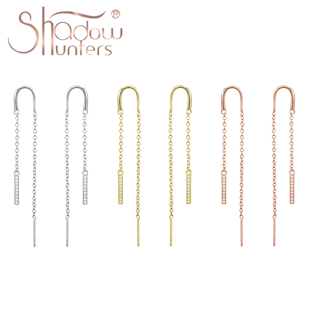 

Женские длинные серьги-гвоздики SHADOWHUNTERS из настоящего серебра 925 пробы с кристаллами, цепочка с кисточками, модные ювелирные изделия 2022