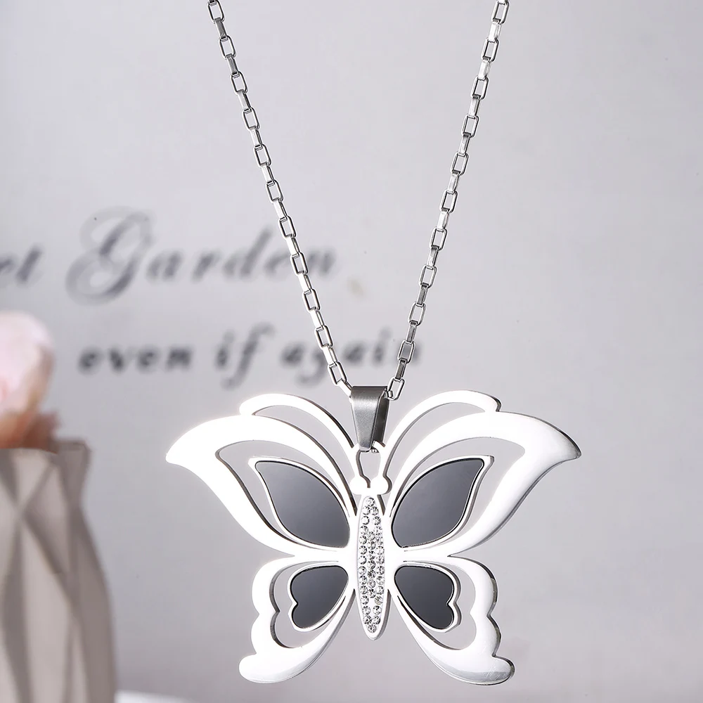 Stainless Steel Crystal Butterfly Pendant Necklace For Women Long Sweater Necklace Gift For Friend Animal Jewelry 2019
Stainless Steel Crystal Butterfly Pendant Necklace For Women Long Sweater Necklace Gift For Friend Animal Jewelry 2019