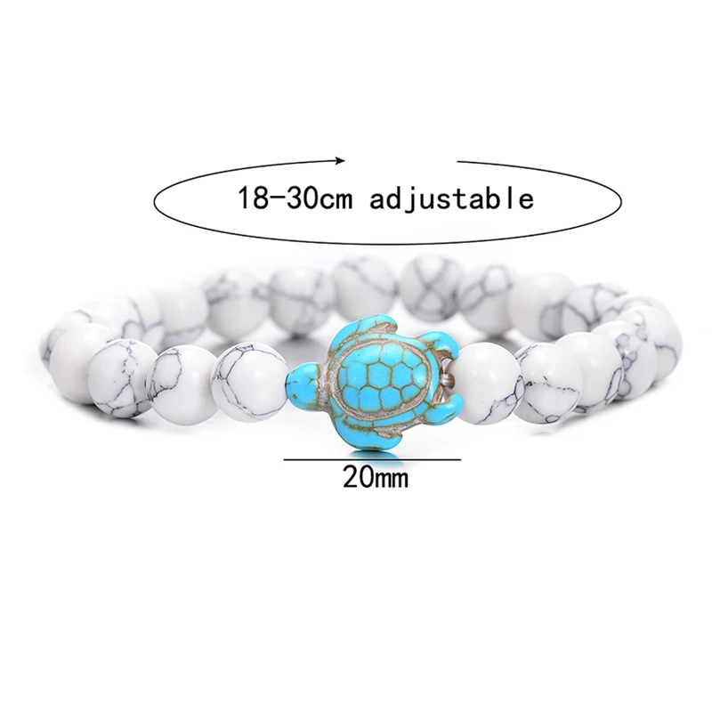 2020 Summer Style Sea Turtle Beads Bracelets For Women Men Classic Blue Natural Stone Elastic Friendship Bracelet Beach Jewelry | Украшения