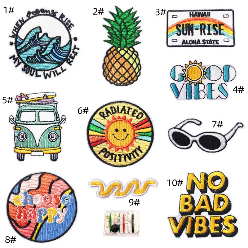 10PCS/set Pineapple Car Sun Glasses Embroidery Patches Letters Clothing Decoration Accessories Diy Iron Heat Transfer Applique
10PCS/set Pineapple Car Sun Glasses Embroidery Patches Letters Clothing Decoration Accessories Diy Iron Heat Transfer Applique