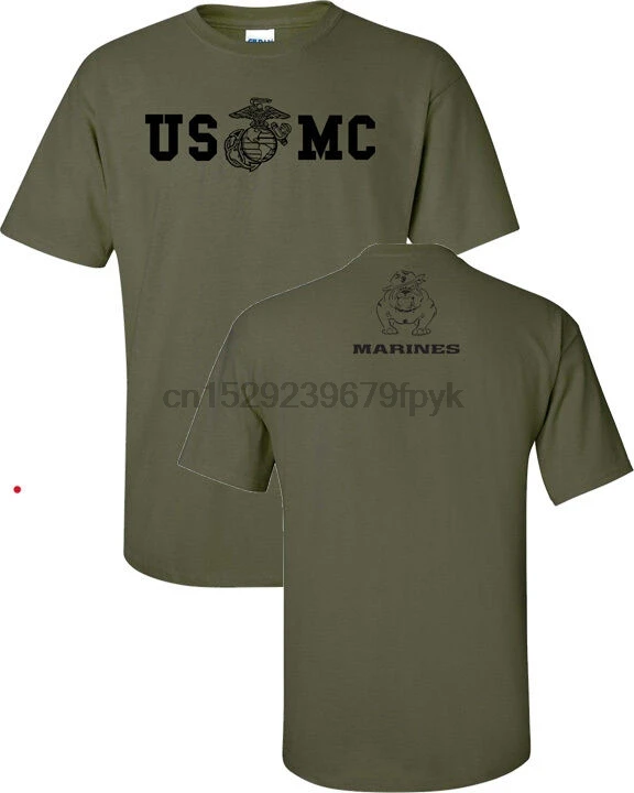 Мужская футболка с принтом спереди и сзади Морского корпуса бульдога USMC 842 |