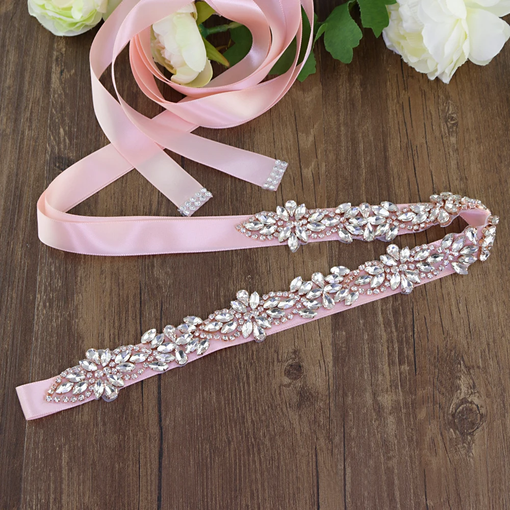 TRiXY S429 stunning rose gold rhinestone belts wedding embellished dress belt sash bridal bridesmaid | Свадьбы и торжества