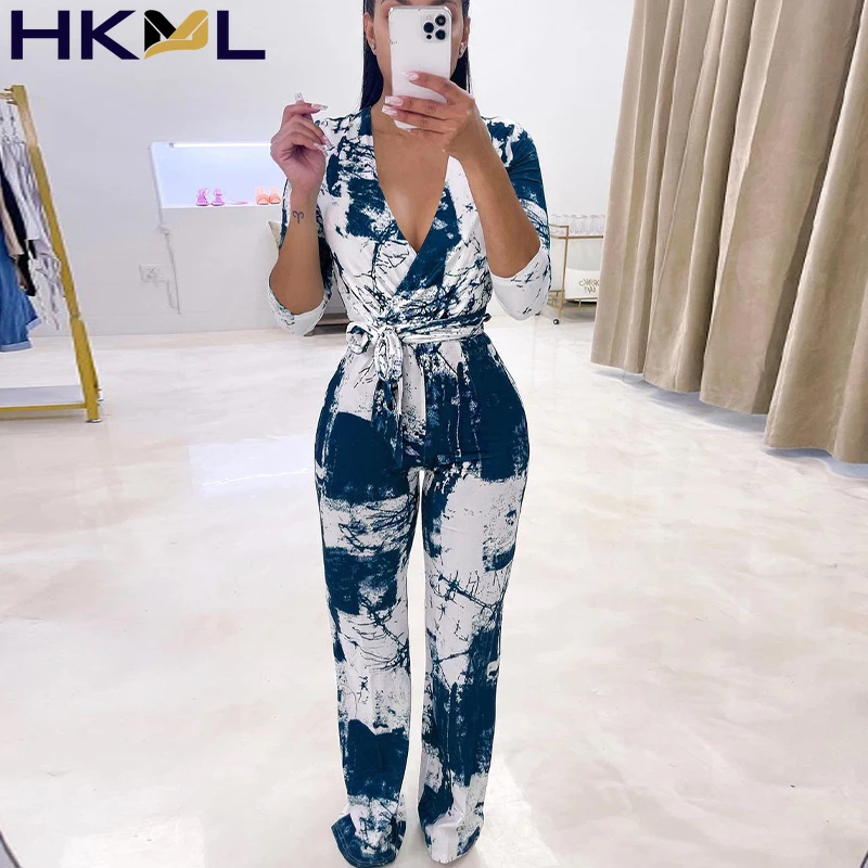 2021 Women Jumpsuit Printing Printing And Dyeing Belt Long Sleeve V Neck Slim Jumpsuit Elegant Fall Overalls
2021 Women Jumpsuit Printing Printing And Dyeing Belt Long Sleeve V Neck Slim Jumpsuit Elegant Fall Overalls