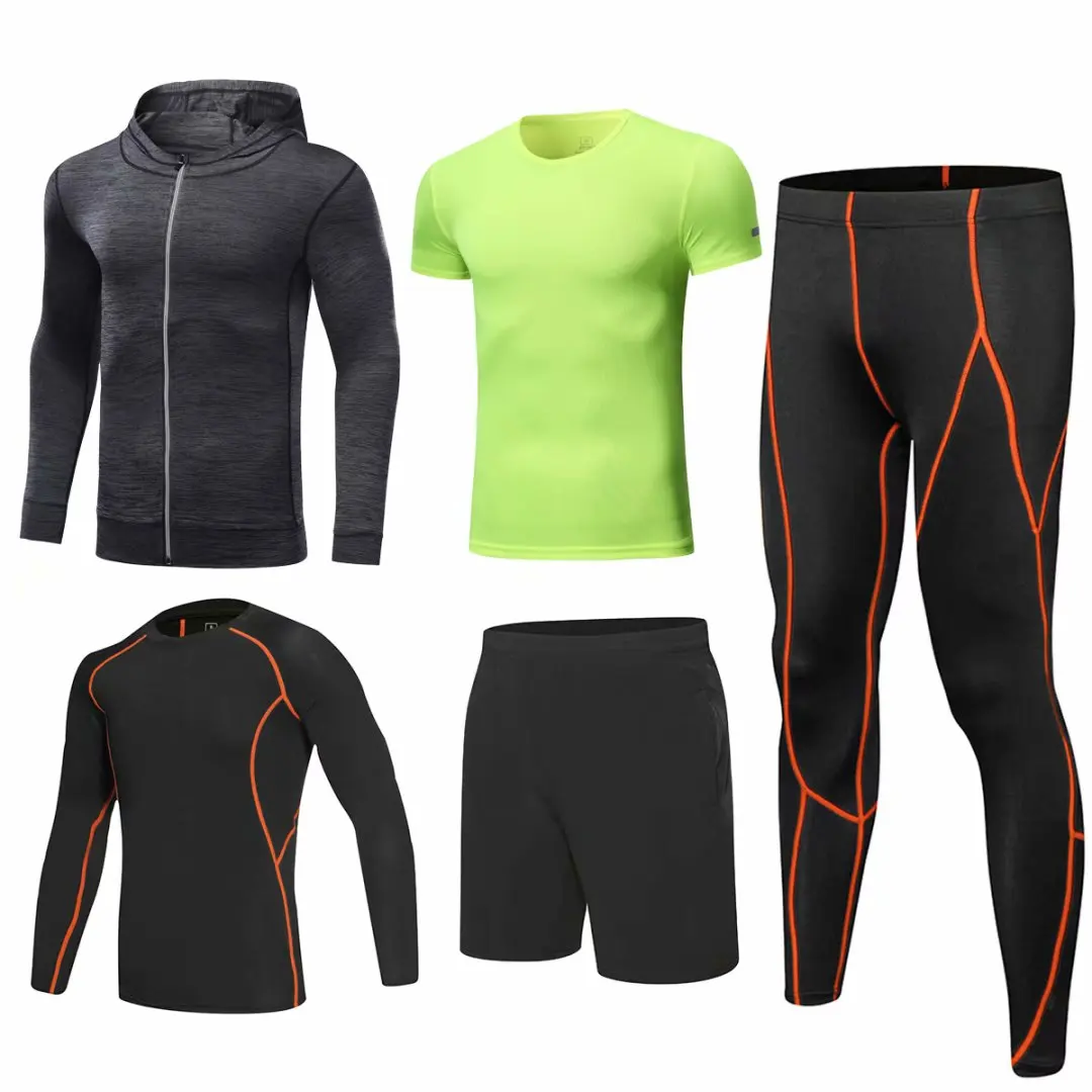 2021 5 Piece Men'S Tracksuit Joggers Running Clothes Gym Fitness Sport Suits T-Shirt Tights Jacket Set Outdoor Compression Suit
2021 5 Piece Men'S Tracksuit Joggers Running Clothes Gym Fitness Sport Suits T-Shirt Tights Jacket Set Outdoor Compression Suit