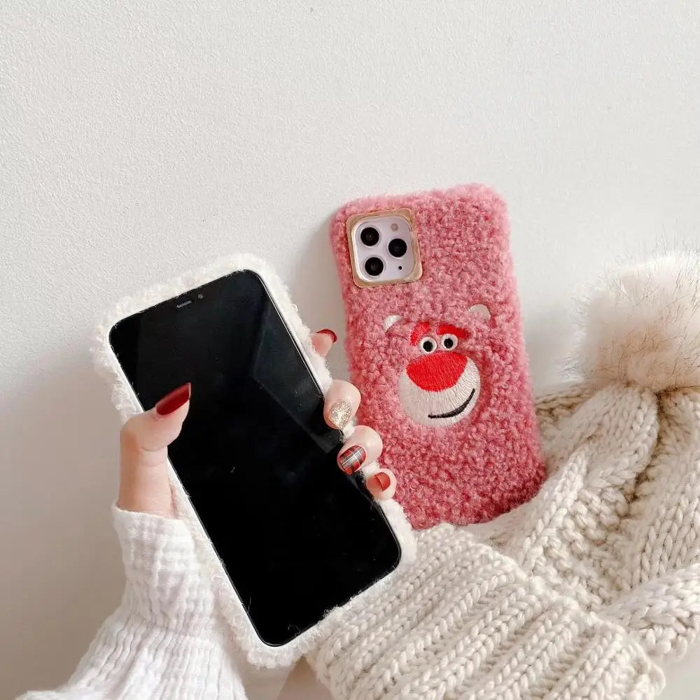 Новый стиль для iphone11Pro милый вышитый медведь вилка Картофельная борода плюшевый