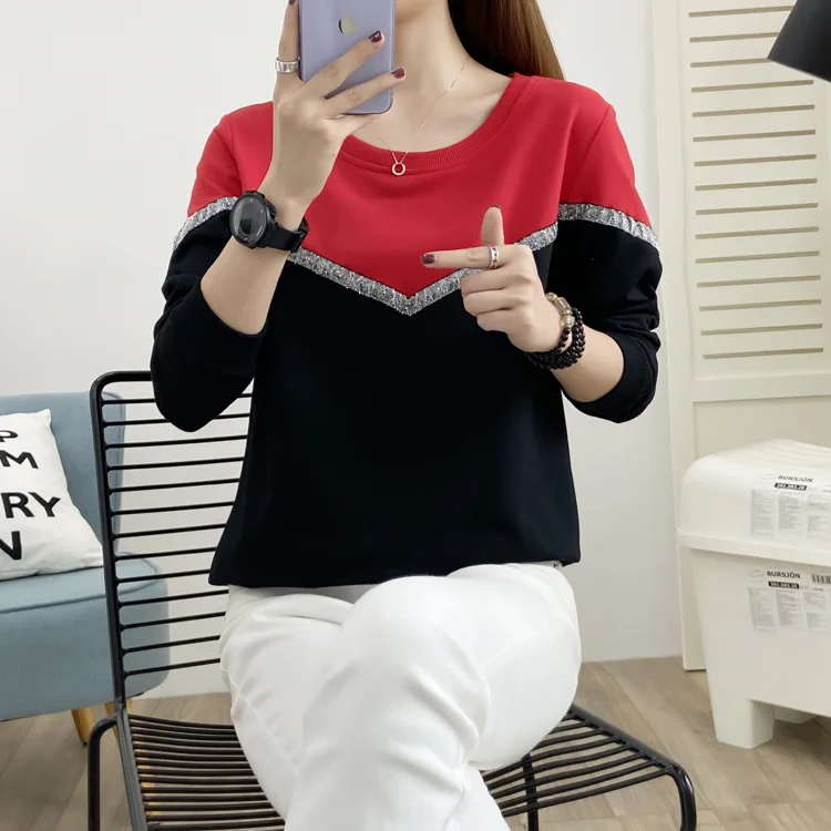 Women's Plus Size T Shirt O Neck Solid Color Stitching Contrast Top Autumn Long Sleeve Pullover Casual Street Hipster Ladies top
Women's Plus Size T Shirt O Neck Solid Color Stitching Contrast Top Autumn Long Sleeve Pullover Casual Street Hipster Ladies top