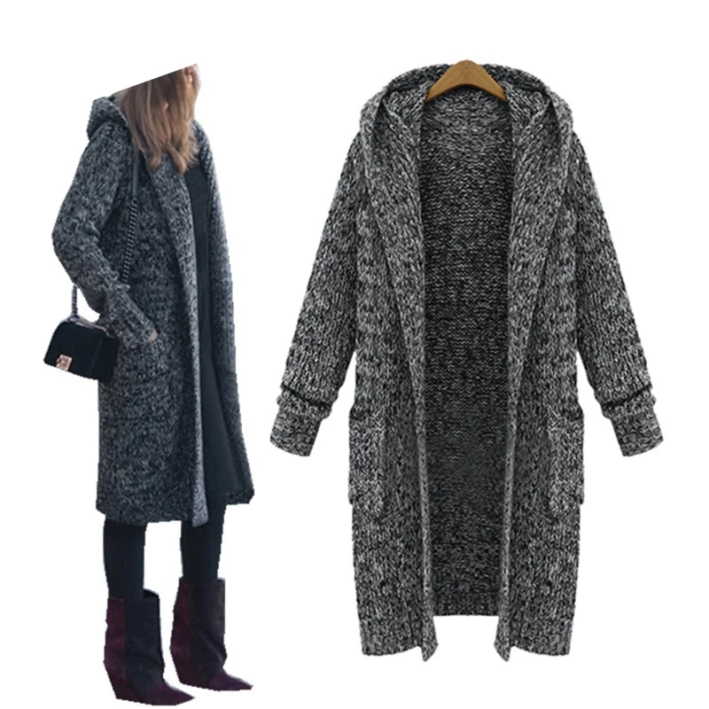 Womens Long Knited Cardigan Outcoat New Female Casual Hooded Swatater Open Front Winter Warm Sweaters Harajuku Solid Streetwears
Womens Long Knited Cardigan Outcoat New Female Casual Hooded Swatater Open Front Winter Warm Sweaters Harajuku Solid Streetwears