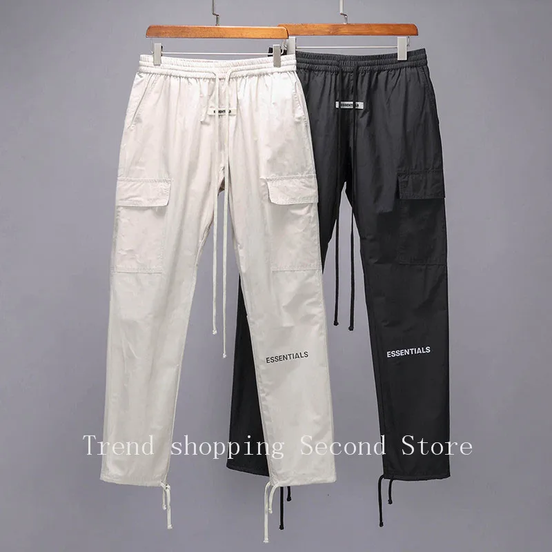 

21SS Men's Workwear Sweatpants Essentials Multi Pocket Casual Pants Fashion Loose Men's Pants Reflective Letter Knit Pants