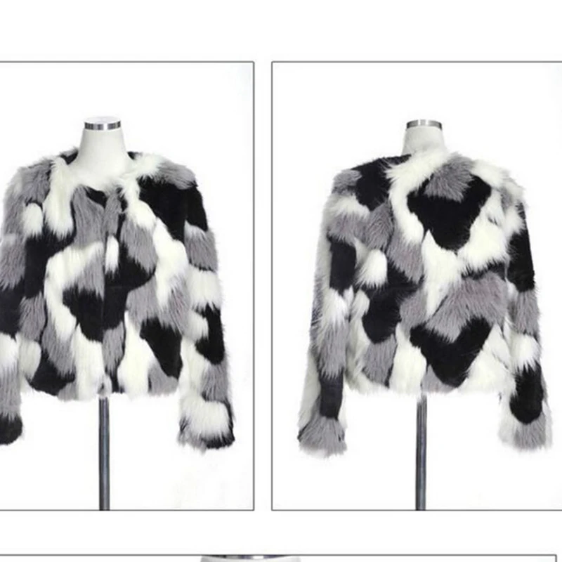 Plus Size Women Black Furry Faux Fur Coat White Thick Warm Outerwear Autumn Winter Fluffy Shaggy Jackets Overcoat | Женская одежда