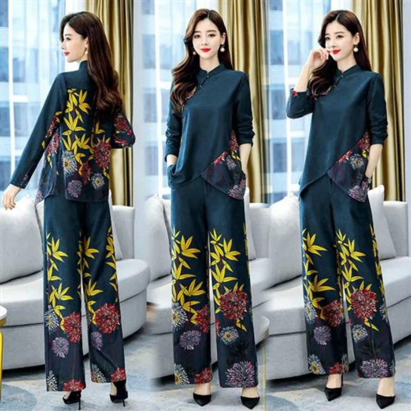 High-grade Retro Velvet Velvet Suit 2020 Fall New Fashion Dress Cheongsam Women's Shirt Top Straight Trousers
High-grade Retro Velvet Velvet Suit 2020 Fall New Fashion Dress Cheongsam Women's Shirt Top Straight Trousers