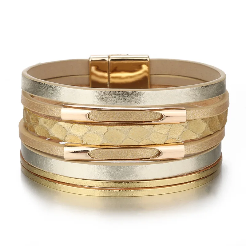 Fashion Trend Multilayer Hand Woven Magnetic Leather Women's European And American Jewelry Alloy Bracelet
Fashion Trend Multilayer Hand Woven Magnetic Leather Women's European And American Jewelry Alloy Bracelet