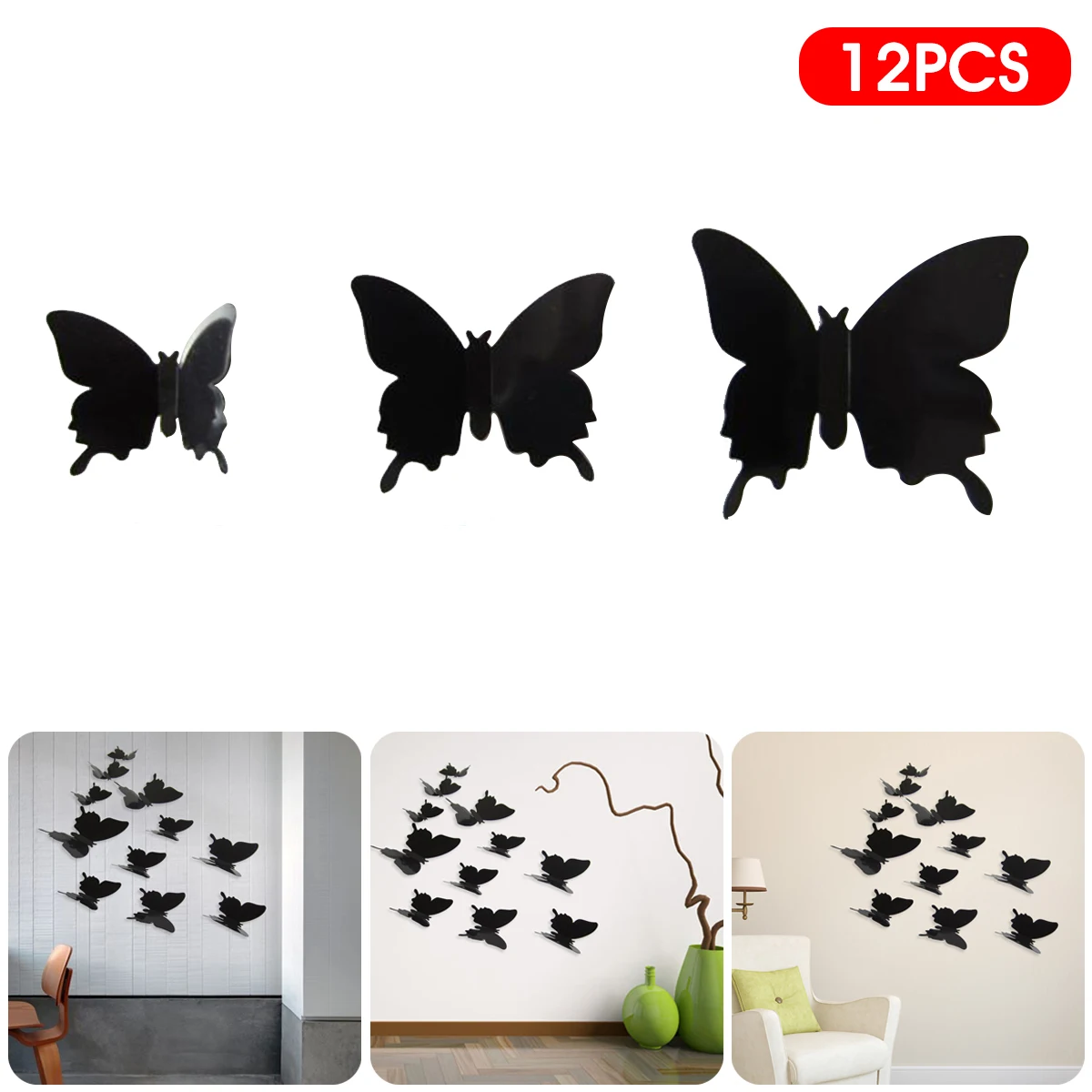 12Pcs 3D Butterfly Wall Stickers PVC Wall Decoration Black Butterflies Wall Decals Home Decor Kids Room Decoration
12Pcs 3D Butterfly Wall Stickers PVC Wall Decoration Black Butterflies Wall Decals Home Decor Kids Room Decoration