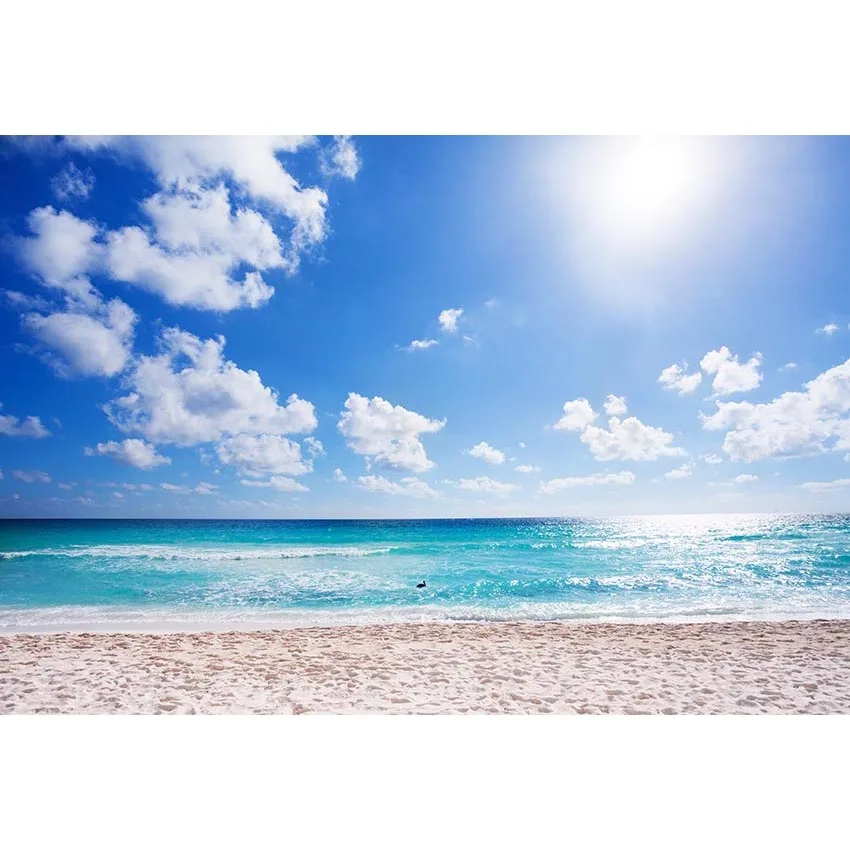

7x5 футов красивый тропический морской пляж голубое небо белые облака пользовательский фон для фотостудии виниловый баннер 220 см x 150 см