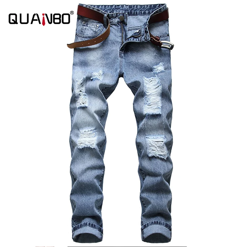 

QUANBO Men's Stretch Skinny Jeans Fashion Solid Color Super Comfy Casual Slim Fit Denim Pants Coated Streetwear Jeans