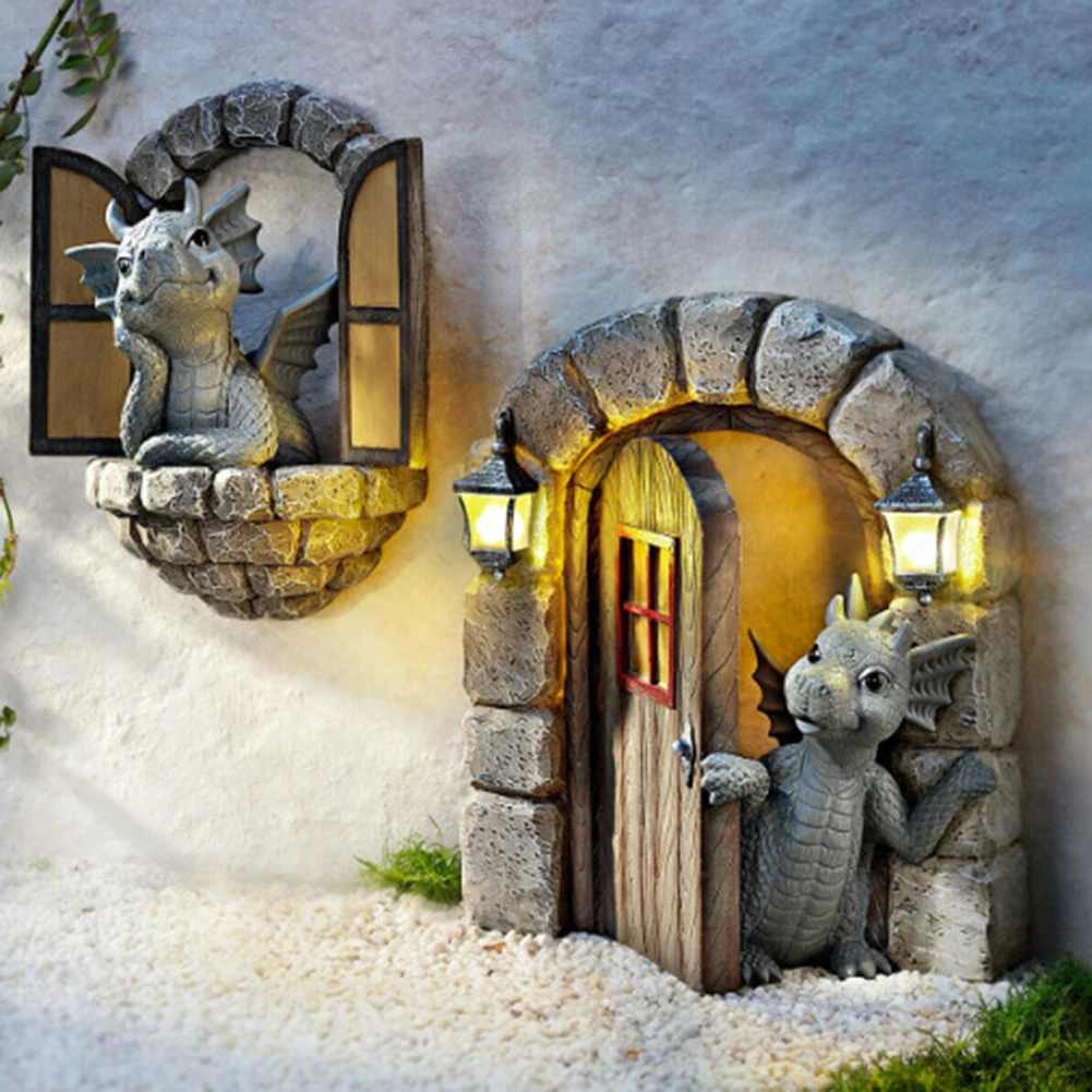 Dinosaur Climbing Window Resin Statue Lovely Dragon Opening Door Sculpture Tree Hugger Courtyard Crafts Ornament Garden Decor
Dinosaur Climbing Window Resin Statue Lovely Dragon Opening Door Sculpture Tree Hugger Courtyard Crafts Ornament Garden Decor