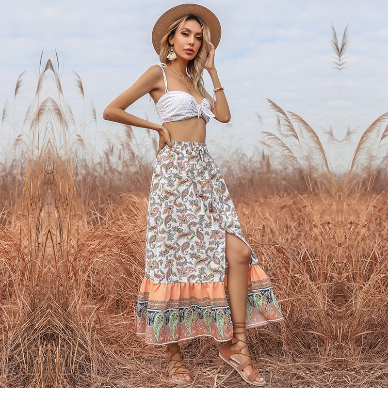 2021 New Summer Floral Midi Skirt Women Casual Lace Up High Wasit Tassel Split Ladies Slim Long Print Skirt Female
2021 New Summer Floral Midi Skirt Women Casual Lace Up High Wasit Tassel Split Ladies Slim Long Print Skirt Female