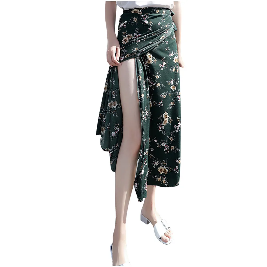 Women Summer Loose Skirts Rop Elegant Vintage Flower Print High Waist Skirt Casual Fashion Dress Black Split Fork Female
Women Summer Loose Skirts Rop Elegant Vintage Flower Print High Waist Skirt Casual Fashion Dress Black Split Fork Female