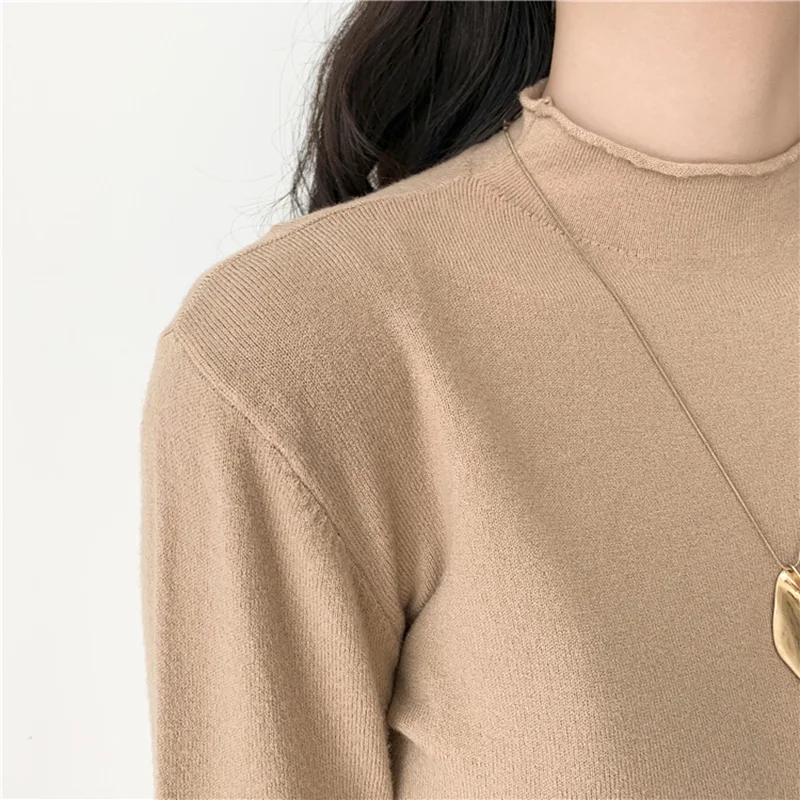 Winter Pullover Sweater Women Elegant Korean Style Solid Basic Casual Knitwear Top Mock Neck Raw Edge Soft Cozy Knitted Sweaters
Winter Pullover Sweater Women Elegant Korean Style Solid Basic Casual Knitwear Top Mock Neck Raw Edge Soft Cozy Knitted Sweaters
