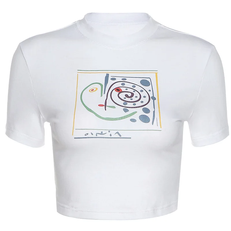 Y2K Streetwear Graphic Short Sleeve White T-shirts Vintage Printing O-neck Baby Tees Cute Summer Crop Top Fashion 
Y2K Streetwear Graphic Short Sleeve White T-shirts Vintage Printing O-neck Baby Tees Cute Summer Crop Top Fashion