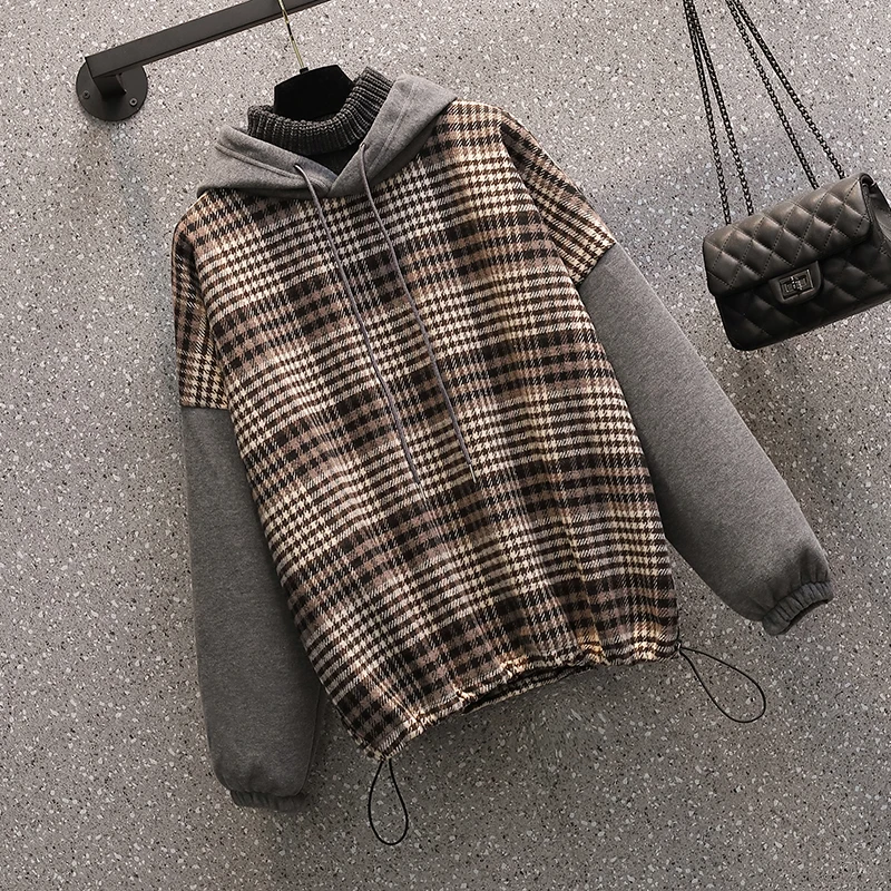 Plaid Cloth Plus Large Size Oversize Korean Fashion Autumn Women'S Clothing Female Pulovers Sweatshirt Kawaii Vintage Coat 2021
Plaid Cloth Plus Large Size Oversize Korean Fashion Autumn Women'S Clothing Female Pulovers Sweatshirt Kawaii Vintage Coat 2021